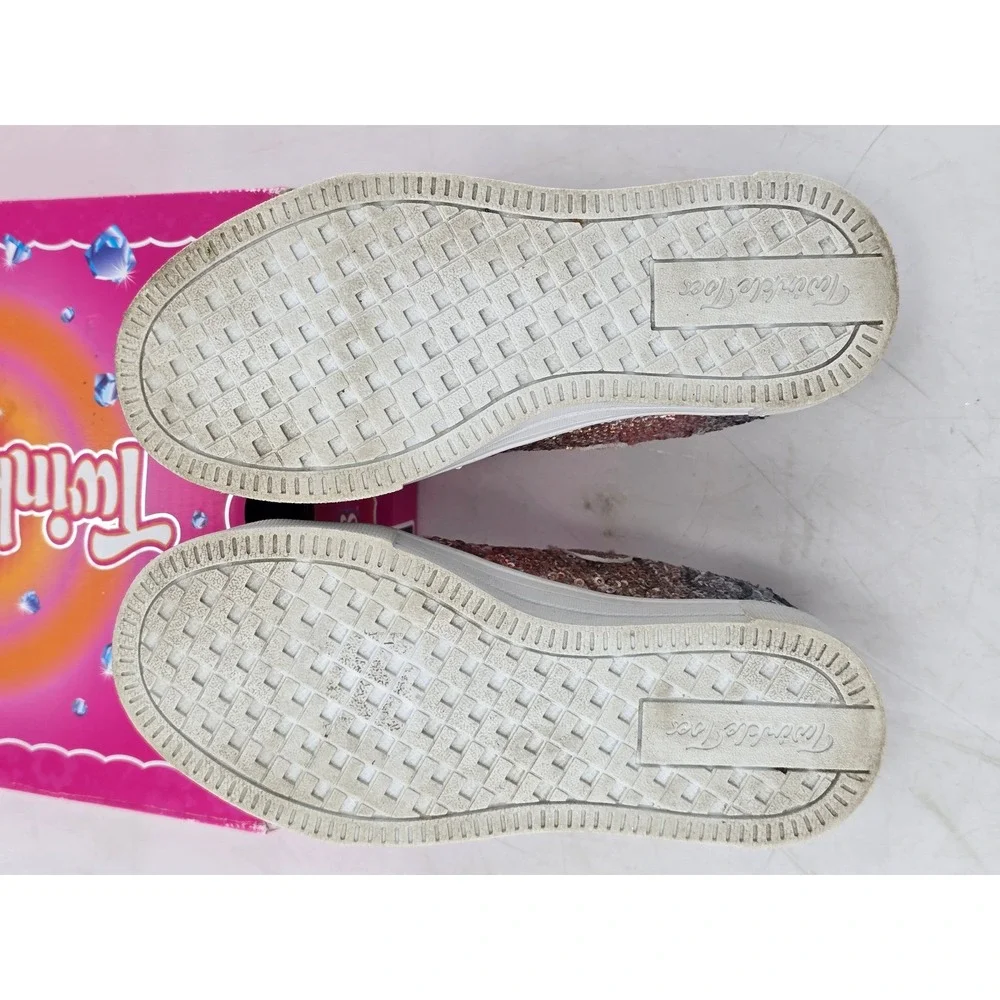 Skechers Twinkle Toes Sneakers Girls Size 11 Light Pink Multi Sequin - Excellent